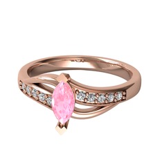 Pembe kuvars ve swarovski 8 ayar rose altın yüzük