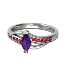 Riha Sonsuzluk Yüzük - Ametist ve rodolit garnet 8 ayar beyaz altın yüzük #6t602j