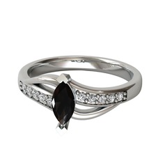 Riha Sonsuzluk Yüzük - Siyah zirkon ve swarovski 8 ayar beyaz altın yüzük #6vktty