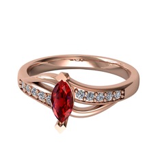 Riha Sonsuzluk Yüzük - Garnet ve pırlanta 18 ayar rose altın yüzük (0.15 karat) #7xhd6i