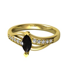 Riha Sonsuzluk Yüzük - Siyah zirkon ve swarovski 925 ayar altın kaplama gümüş yüzük #8s338f