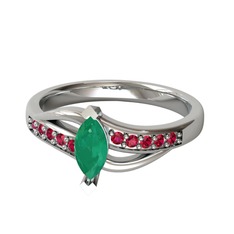 Riha Sonsuzluk Yüzük - Kök zümrüt ve rodolit garnet 925 ayar gümüş yüzük #8v8xeg