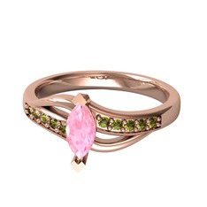 Riha Sonsuzluk Yüzük - Pembe kuvars ve peridot 8 ayar rose altın yüzük #bxu8p4