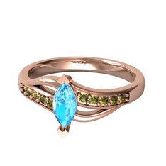 Riha Sonsuzluk Yüzük - Akuamarin ve peridot 925 ayar rose altın kaplama gümüş yüzük #dffrdr