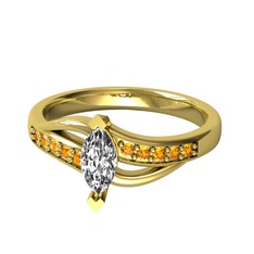 Riha Sonsuzluk Yüzük - Swarovski ve sitrin 14 ayar altın yüzük #dkkwon