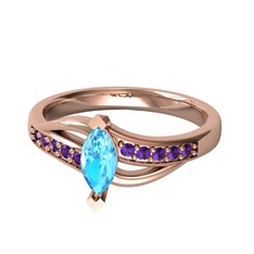 Riha Sonsuzluk Yüzük - Akuamarin ve ametist 8 ayar rose altın yüzük #dsf7vo
