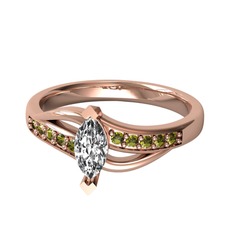 Riha Sonsuzluk Yüzük - Beyaz zirkon ve peridot 8 ayar rose altın yüzük #du6gj6