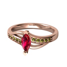 Riha Sonsuzluk Yüzük - Rodolit garnet ve peridot 8 ayar rose altın yüzük #e2gt1k