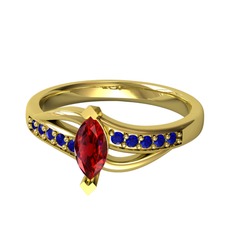 Riha Sonsuzluk Yüzük - Garnet ve lab safir 18 ayar altın yüzük #eihks6