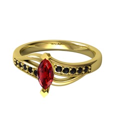 Riha Sonsuzluk Yüzük - Garnet ve siyah zirkon 925 ayar altın kaplama gümüş yüzük #fdcduh
