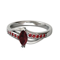 Kök yakut ve garnet 925 ayar gümüş yüzük