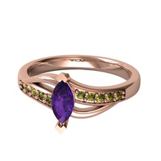 Riha Sonsuzluk Yüzük - Ametist ve peridot 925 ayar rose altın kaplama gümüş yüzük #hi2mj4