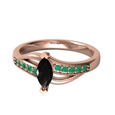 Riha Sonsuzluk Yüzük - Siyah zirkon ve kök zümrüt 8 ayar rose altın yüzük #hseb7f