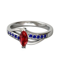 Riha Sonsuzluk Yüzük - Garnet ve lab safir 18 ayar beyaz altın yüzük #io4q8w