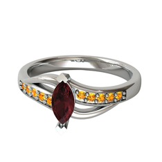 Riha Sonsuzluk Yüzük - Kök yakut ve sitrin 8 ayar beyaz altın yüzük #iygqoc