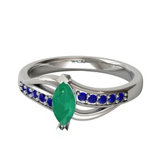 Riha Sonsuzluk Yüzük - Kök zümrüt ve lab safir 925 ayar gümüş yüzük #ky1g1x