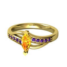 Riha Sonsuzluk Yüzük - Sitrin ve ametist 18 ayar altın yüzük #mr6jii