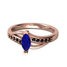Riha Sonsuzluk Yüzük - Lab safir ve siyah zirkon 14 ayar rose altın yüzük #n3ejp5