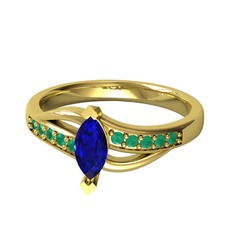 Riha Sonsuzluk Yüzük - Lab safir ve kök zümrüt 8 ayar altın yüzük #nvvce1