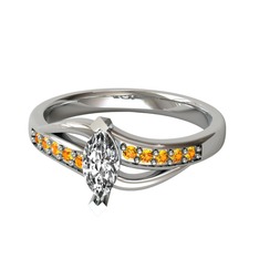 Riha Sonsuzluk Yüzük - Swarovski ve sitrin 18 ayar beyaz altın yüzük #q3nr0t