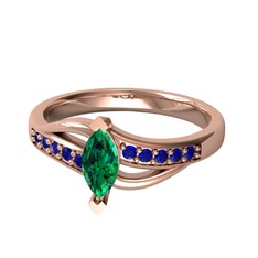 Yeşil kuvars ve lab safir 18 ayar rose altın yüzük