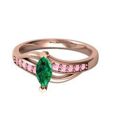 Yeşil kuvars ve pembe kuvars 925 ayar rose altın kaplama gümüş yüzük