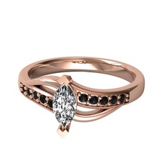 Riha Sonsuzluk Yüzük - Swarovski ve siyah zirkon 925 ayar rose altın kaplama gümüş yüzük #r8jaij