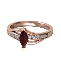 Riha Sonsuzluk Yüzük - Kök yakut ve pırlanta 925 ayar rose altın kaplama gümüş yüzük (0.15 karat) #ryknz4