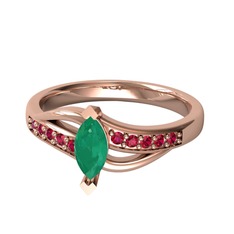 Riha Sonsuzluk Yüzük - Kök zümrüt ve rodolit garnet 14 ayar rose altın yüzük #scgji4