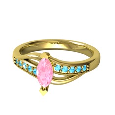 Riha Sonsuzluk Yüzük - Pembe kuvars ve akuamarin 925 ayar altın kaplama gümüş yüzük #tsbefb