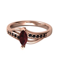Riha Sonsuzluk Yüzük - Kök yakut ve siyah zirkon 8 ayar rose altın yüzük #uy5083