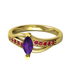 Riha Sonsuzluk Yüzük - Ametist ve rodolit garnet 8 ayar altın yüzük #uy85zh