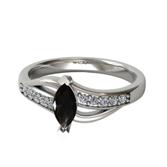 Riha Sonsuzluk Yüzük - Siyah zirkon ve pırlanta 14 ayar beyaz altın yüzük (0.15 karat) #v39uqt