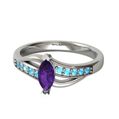 Riha Sonsuzluk Yüzük - Ametist ve akuamarin 8 ayar beyaz altın yüzük #vefqo6