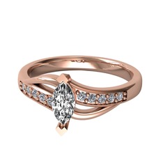 Riha Sonsuzluk Yüzük - Swarovski ve pırlanta 18 ayar rose altın yüzük (0.15 karat) #xtosfs