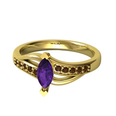 Riha Sonsuzluk Yüzük - Ametist ve dumanlı kuvars 18 ayar altın yüzük #xwepa9