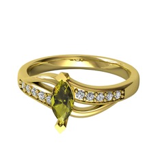 Riha Sonsuzluk Yüzük - Peridot ve swarovski 18 ayar altın yüzük #y7iytf