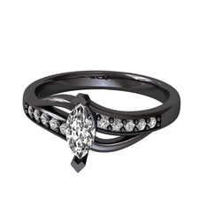 Riha Sonsuzluk Yüzük - Beyaz zirkon ve swarovski 925 ayar siyah rodyum kaplama gümüş yüzük #yin2nq