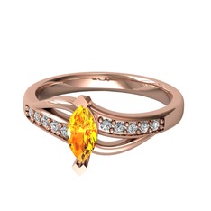 Riha Sonsuzluk Yüzük - Sitrin ve swarovski 14 ayar rose altın yüzük #zpi38m