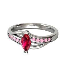 Riha Sonsuzluk Yüzük - Rodolit garnet ve pembe kuvars 14 ayar beyaz altın yüzük #zxq9hu