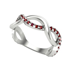 Taşlı Sonsuzluk Alyans - Garnet 8 ayar beyaz altın yüzük #xc7odb