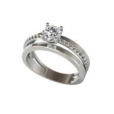 Beyaz zirkon ve pembe kuvars 8 ayar beyaz altın yüzük