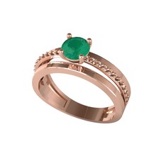 Neda İkili Tektaş Alyans - Kök zümrüt ve pembe kuvars 14 ayar rose altın yüzük #13nniv7