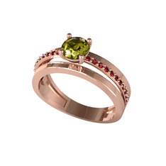 Peridot ve garnet 18 ayar rose altın yüzük