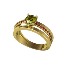 Neda İkili Tektaş Alyans - Peridot ve garnet 8 ayar altın yüzük #1ahkndy