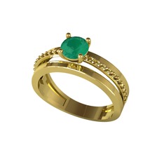 Neda İkili Tektaş Alyans - Kök zümrüt ve pembe kuvars 925 ayar altın kaplama gümüş yüzük #1e2atnn