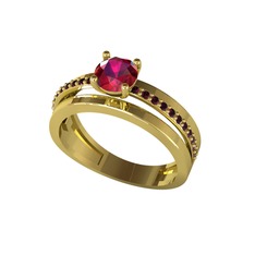 Neda İkili Tektaş Alyans - Rodolit garnet ve kök yakut 8 ayar altın yüzük #1euk7wi