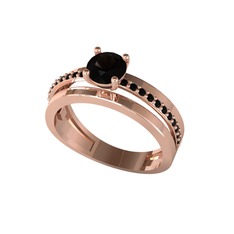 Siyah zirkon 925 ayar rose altın kaplama gümüş yüzük