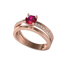 Rodolit garnet ve swarovski 18 ayar rose altın yüzük