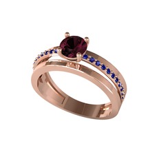 Neda İkili Tektaş Alyans - Kök yakut ve lab safir 925 ayar rose altın kaplama gümüş yüzük #1fv1tll